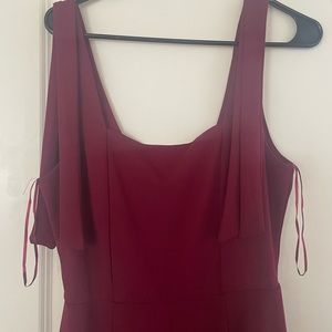 Wine colored jumpsuit. Perfect for fall.